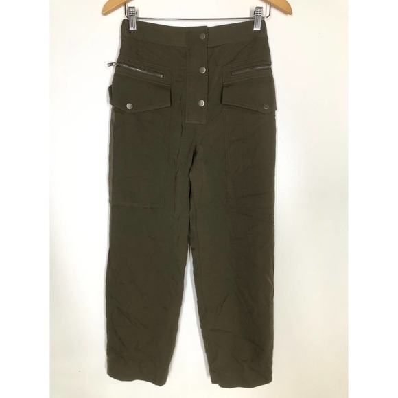 3.1 Phillip Lim Cargo Pants Wool Straight Leg Ankle Olive Green 0 - Picture 3 of 9
